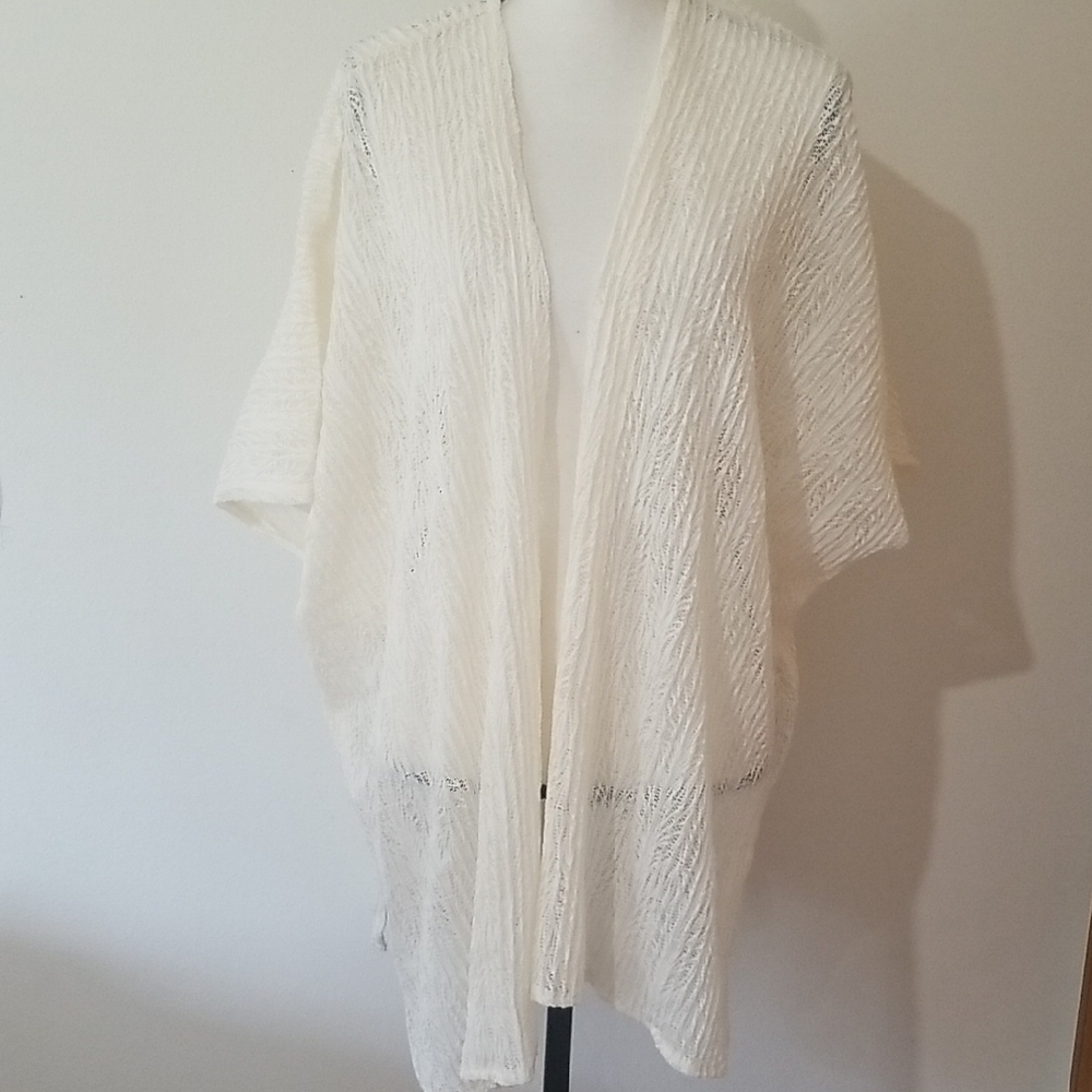Maurices Ivory Crinkle Knit Kimono Cardigan NEW